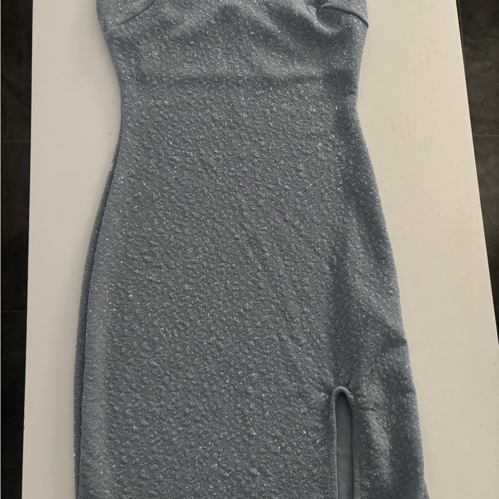 Windsor Strapless Glitter Blue Dress